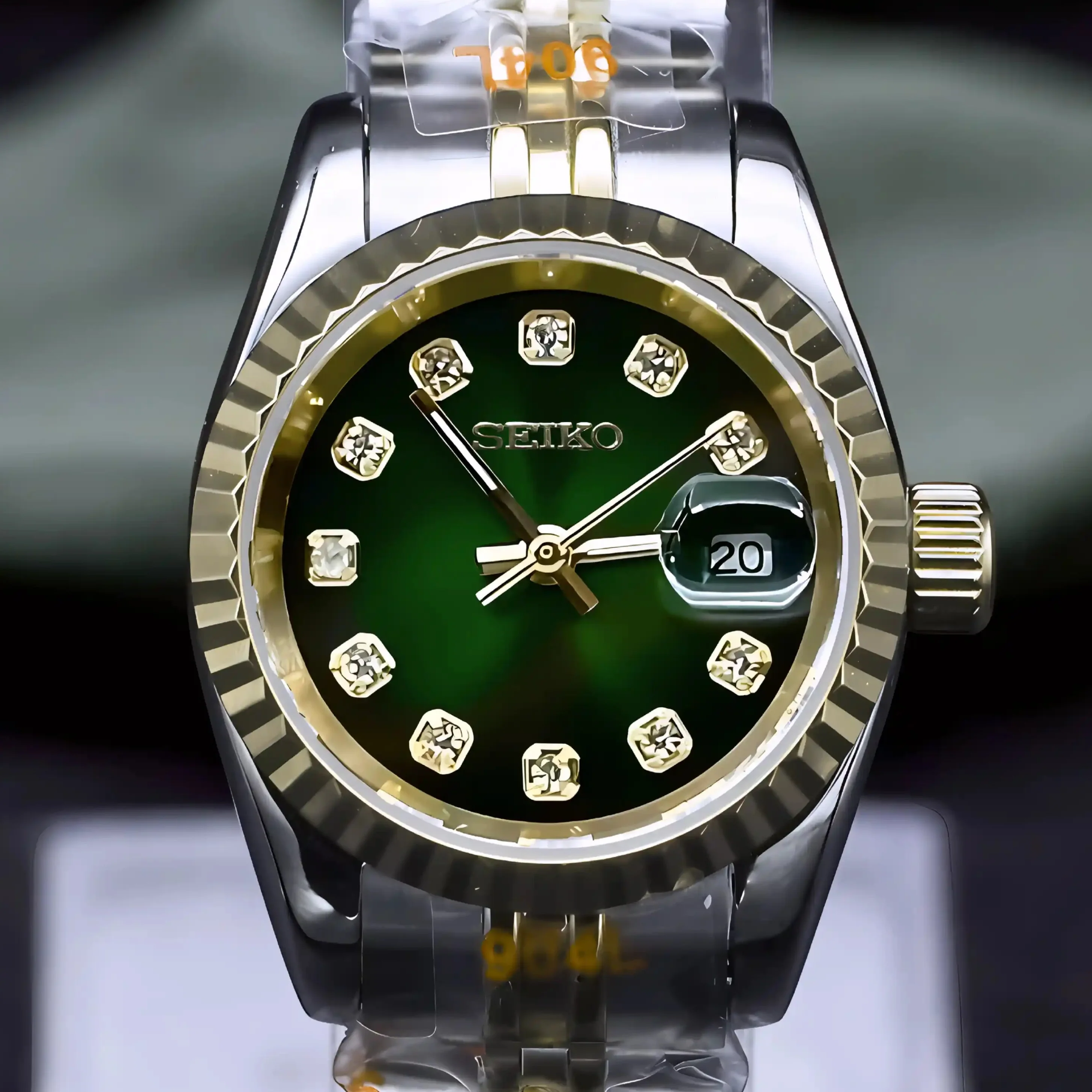 Ladies Two Tone Luxury Green DJ Mod | 26mm - Image 4