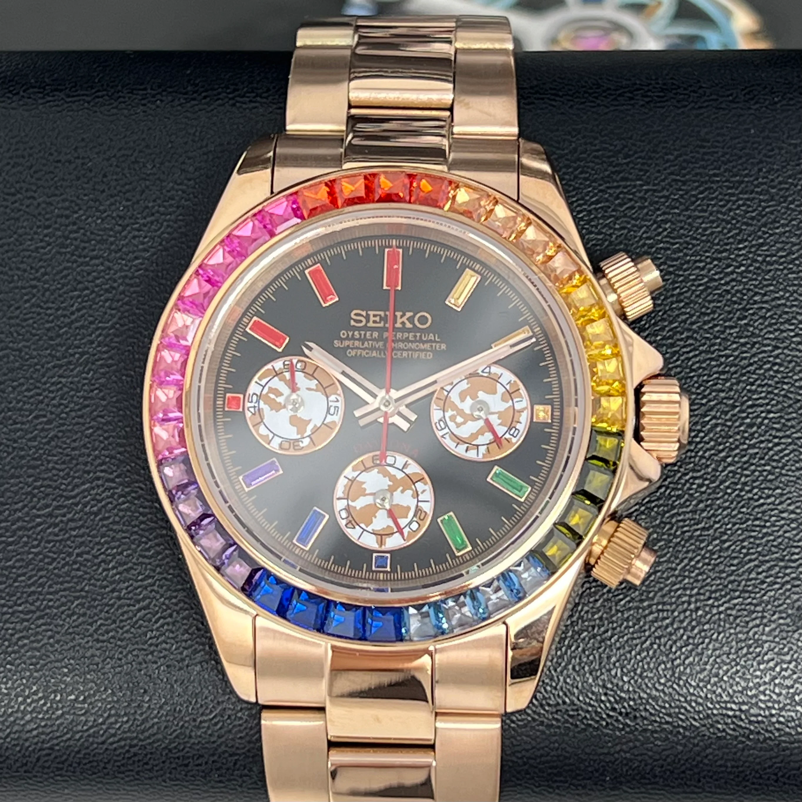 Seiktona Rose Gold Rainbow Chronograph - Image 2